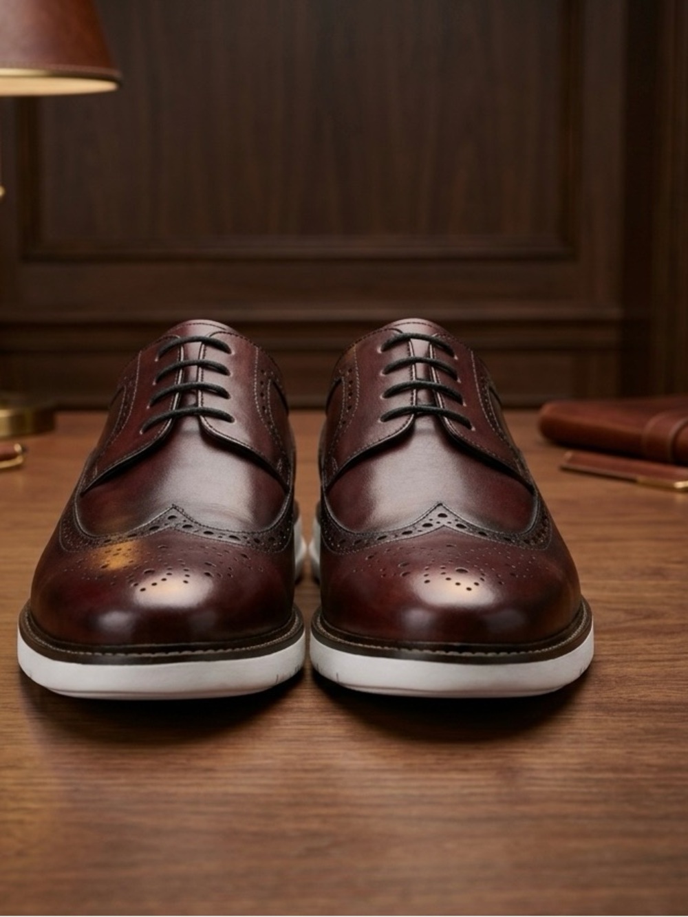 Belvedere Men Brown Goodyear Welted Wingtip Brogue Hybrid Dress Shoes Brazil 14D